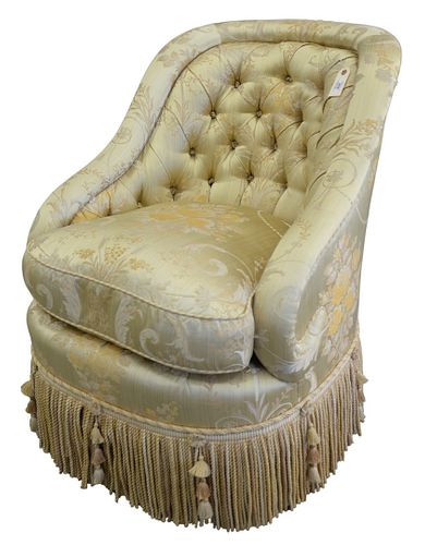 CUSTOM SILK UPHOLSTERED CHAIR,