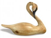 CUSTOM WOODEN SWAN CARVING BY