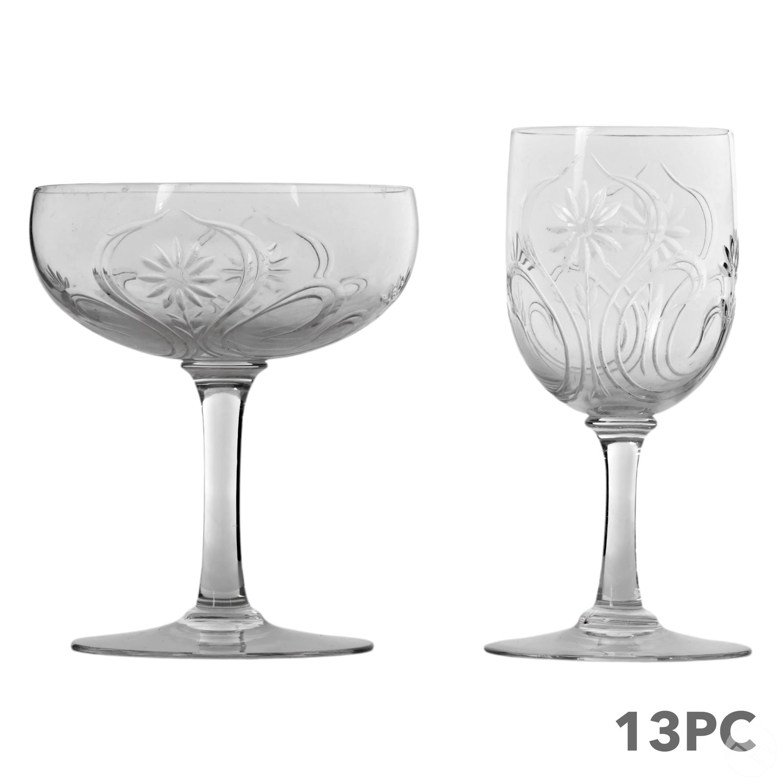 CUT CLEAR CRYSTAL WINE AND