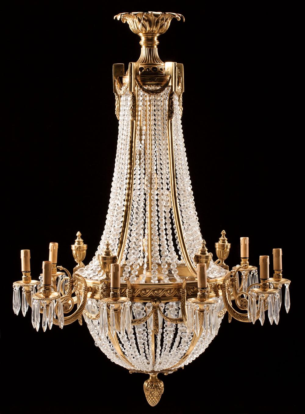 CUT CRYSTAL AND GILT BRONZE