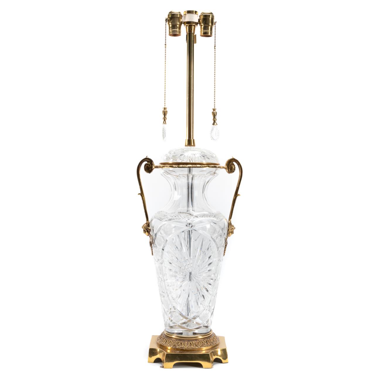 CUT CRYSTAL & BRASS TABLE LAMP,