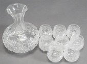 CUT CRYSTAL CARAFE AND EIGHT H