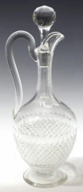 CUT CRYSTAL CLARET EWER & STOP