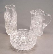 CUT CRYSTAL PITCHER, VASE AND