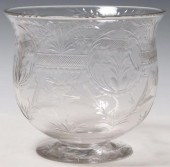 CUT & ETCHED GLASS FOOTED PUNC