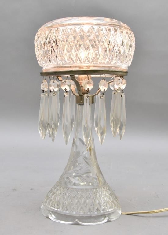 Cut glass boudoir lamp, 20th c.