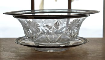 Cut glass bowl and plate in