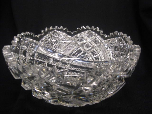 Cut Glass Bowl heavily cut hobstars
