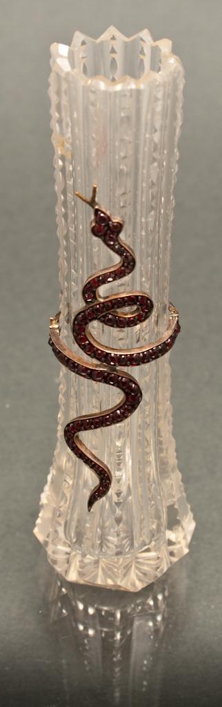 Cut glass bud vase, with jewel