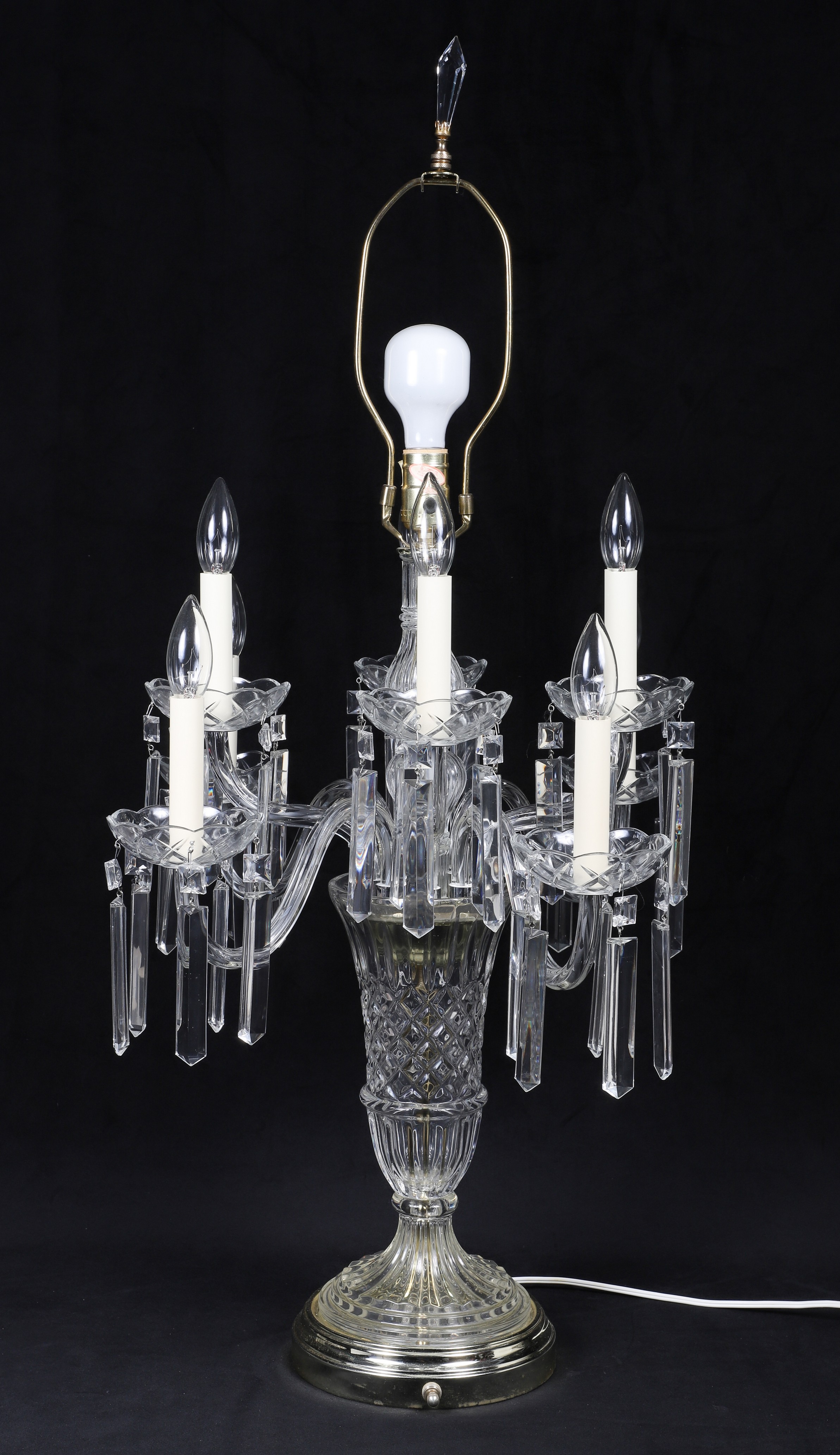 Cut glass candelabra table lamp