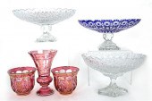 Cut-glass centerpieces and vas
