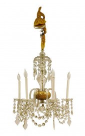 CUT-GLASS CHANDELIER, BRASS HA