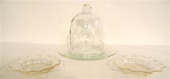Cut glass cheese dome on tray  10''