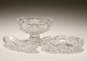 Cut glass compote, bowl, and c