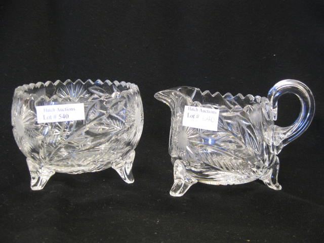 Cut Glass Creamer & Sugar thistle &