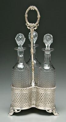 Cut glass decanter set: silver