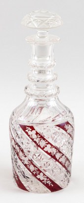 CUT GLASS DECANTER WITH RUBY F