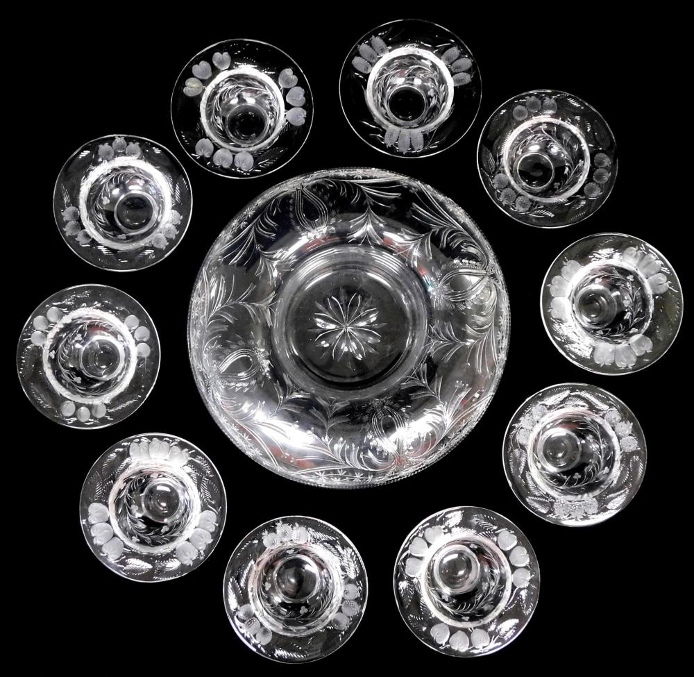 CUT GLASS DESSERT SERVICE, ELEVEN