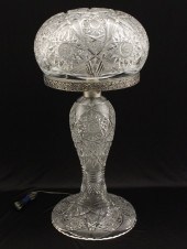 CUT GLASS DOME TOP PARLOR LAMP