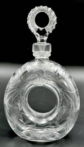 CUT GLASS DONUT SHAPED DECANTE