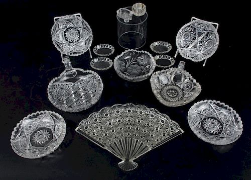 CUT GLASS GROUPFourteen pieces of