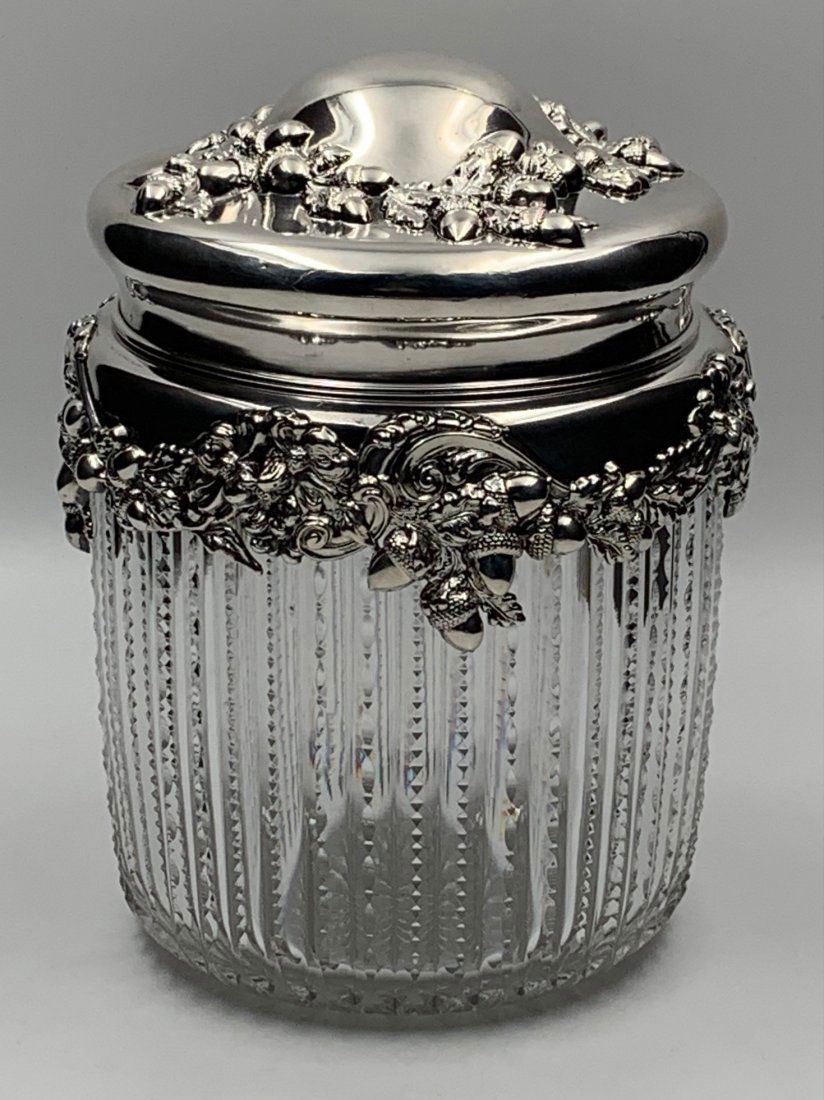 CUT GLASS HUMIDOR STERLING BY