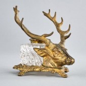 CUT GLASS INKWELLA metal and c