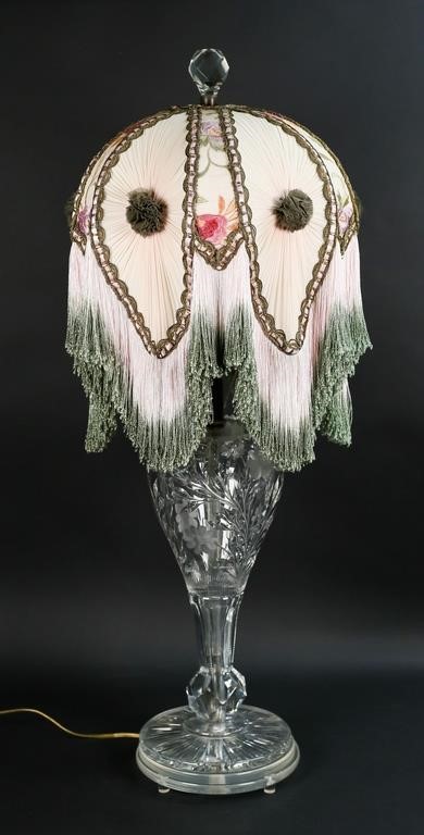 CUT GLASS LAMP WITH  FRINGE