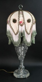 CUT GLASS LAMP WITH  FRINGE SH
