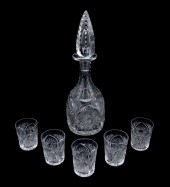 CUT GLASS LIQUOR DECANTER AND