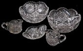 CUT GLASS LOTA five piece lot