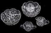 CUT GLASS LOTA four piece lot