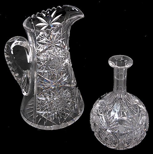 CUT GLASS LOTTwo pieces of
