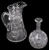 CUT GLASS LOTTwo pieces of vin