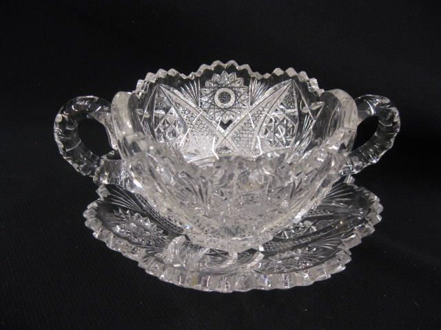 Cut Glass Mayonaise Set handled