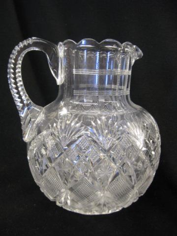Cut Glass Pitcher Fine Strawberry