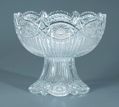 Cut glass punch bowl and stand,