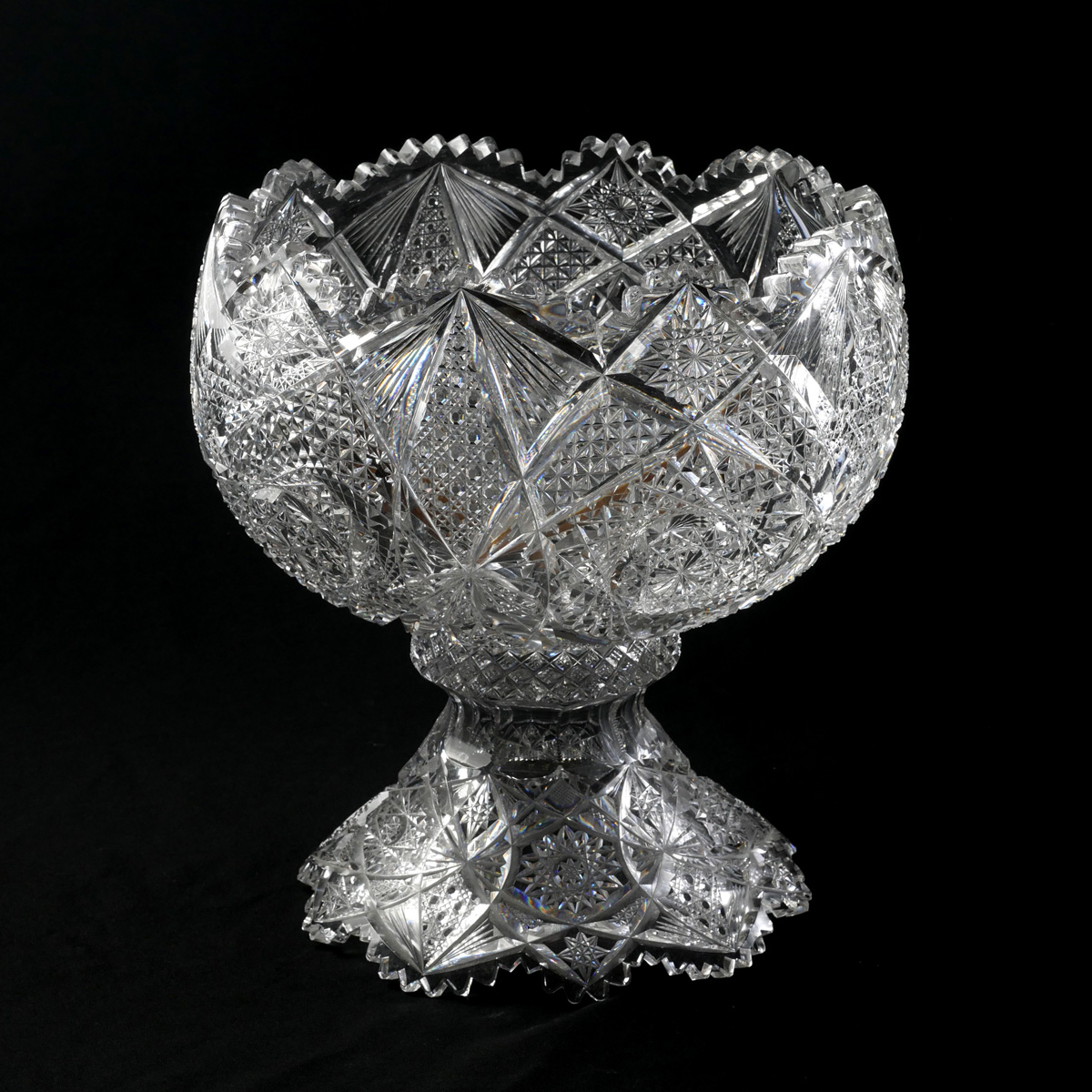 CUT GLASS PUNCH BOWL: Elaborately