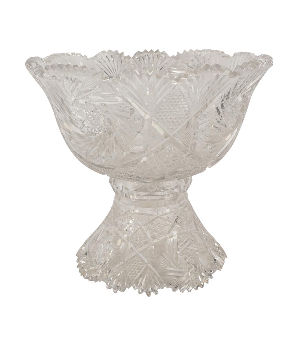 CUT GLASS PUNCH BOWLin two parts;