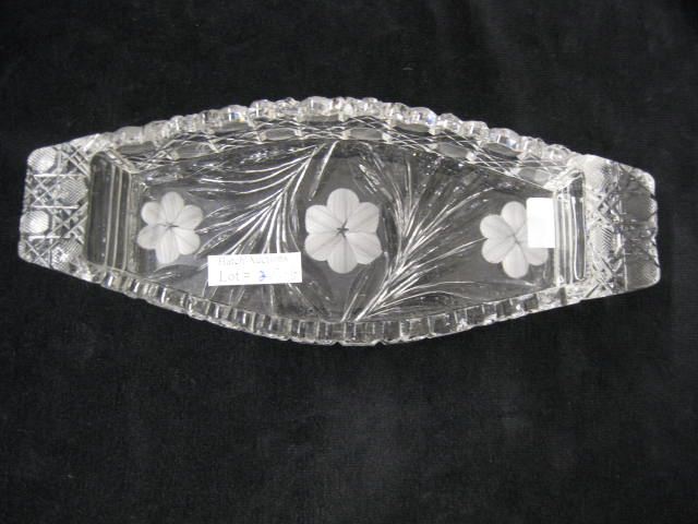 Cut Glass Relish Dish floral & cane