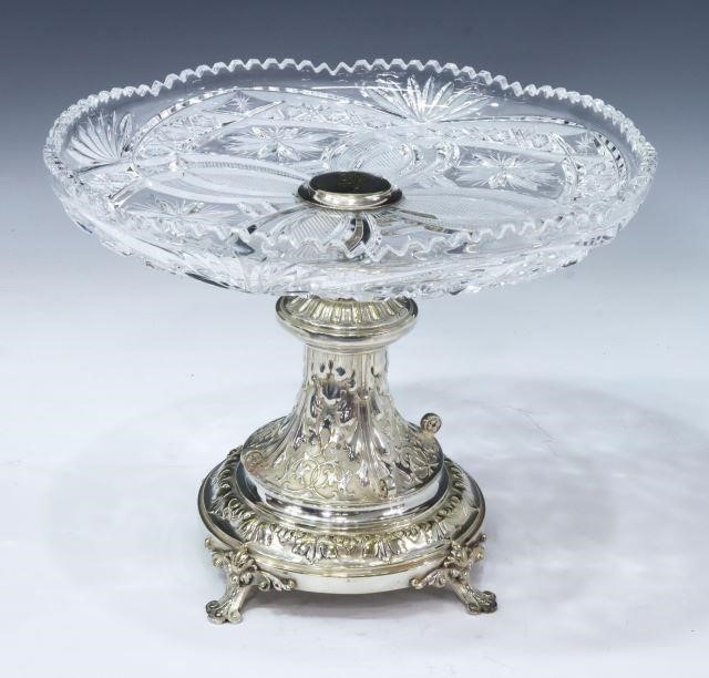 CUT GLASS & SILVER PLATE