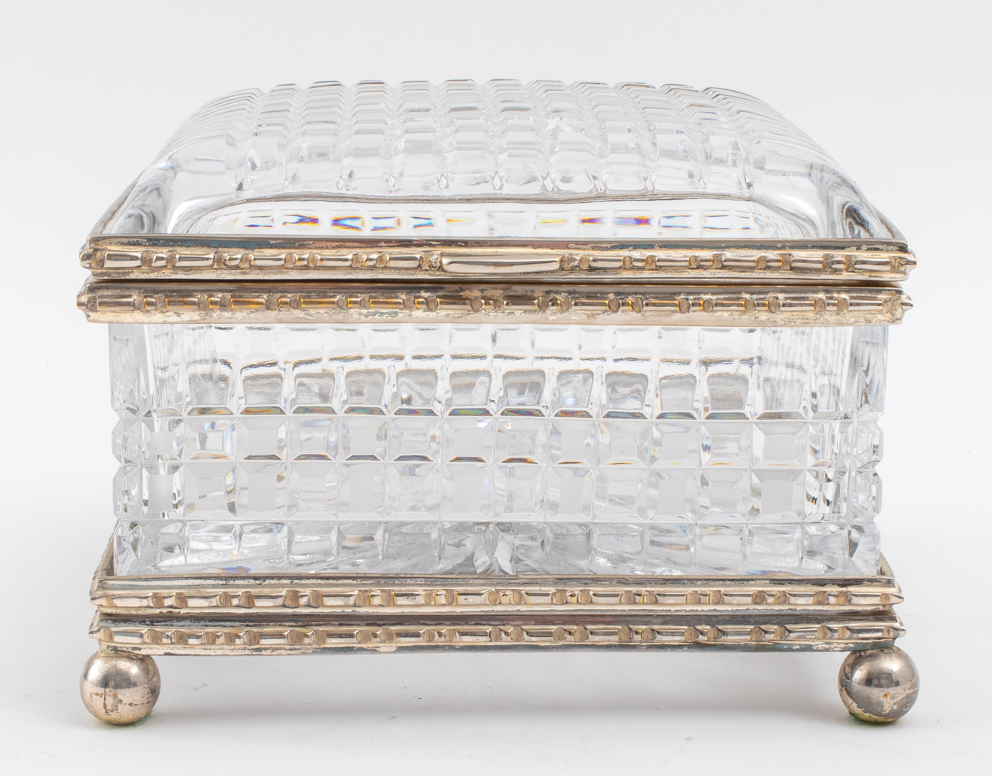 CUT GLASS SILVERED METAL MOUNTED