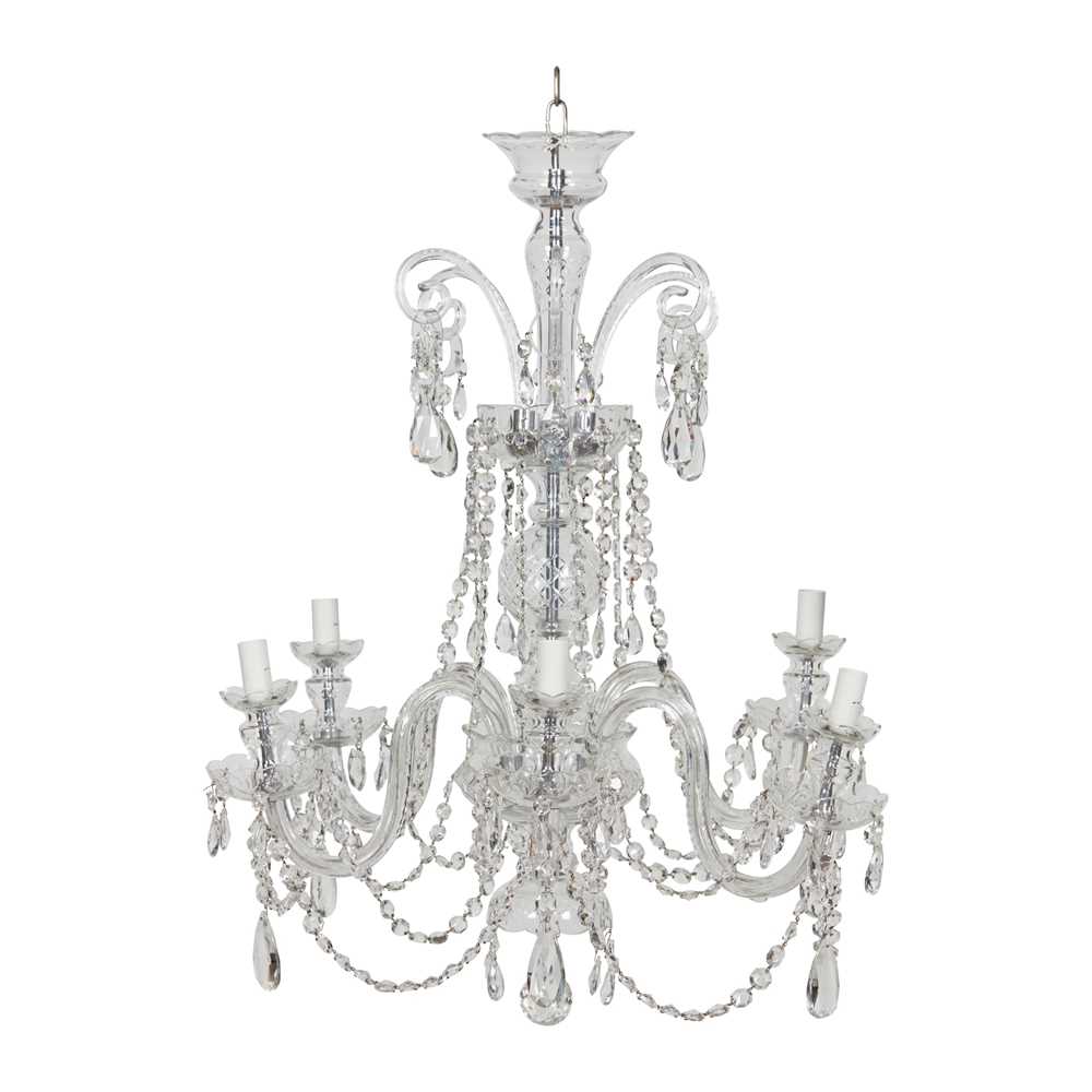 CUT GLASS SIX BRANCH CHANDELIER