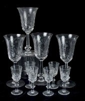 CUT GLASS STEMWARE GROUPTen pi