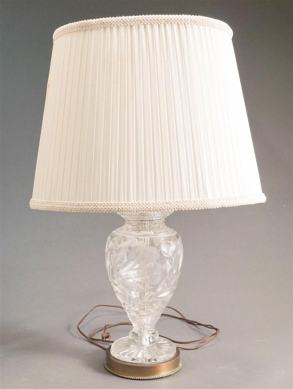 CUT GLASS TABLE LAMP, H: 27 INCut