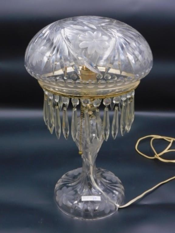 CUT GLASS TABLE LAMP. LATE 19TH