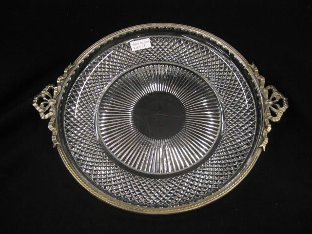 Cut Glass Tray fancy silverplate