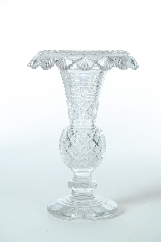 CUT GLASS VASE.  American or