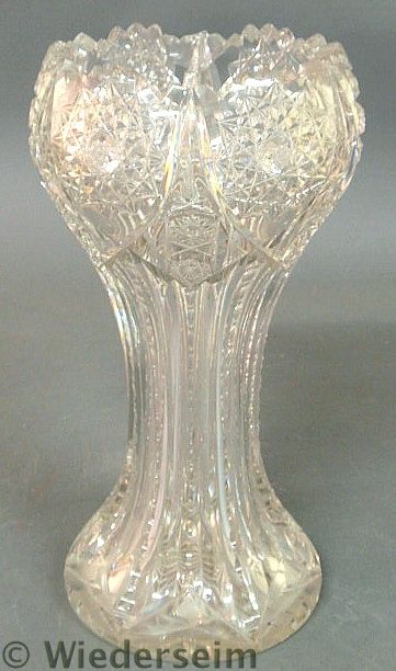 Cut glass vase. As found.