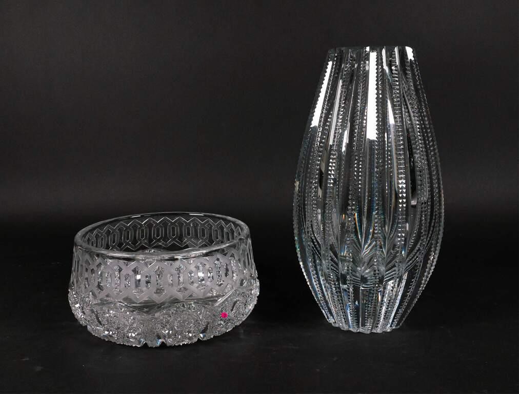 CUT GLASS VASE & BOWL2 pieces cut
